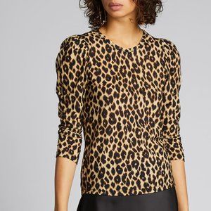 A.L.C. Karlie Leopard Print Puff-Sleeve T-Shirt